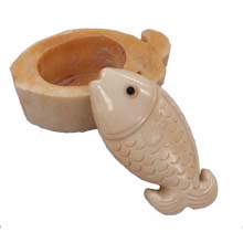 OX BONE CARVED FISH SHAPE BOX